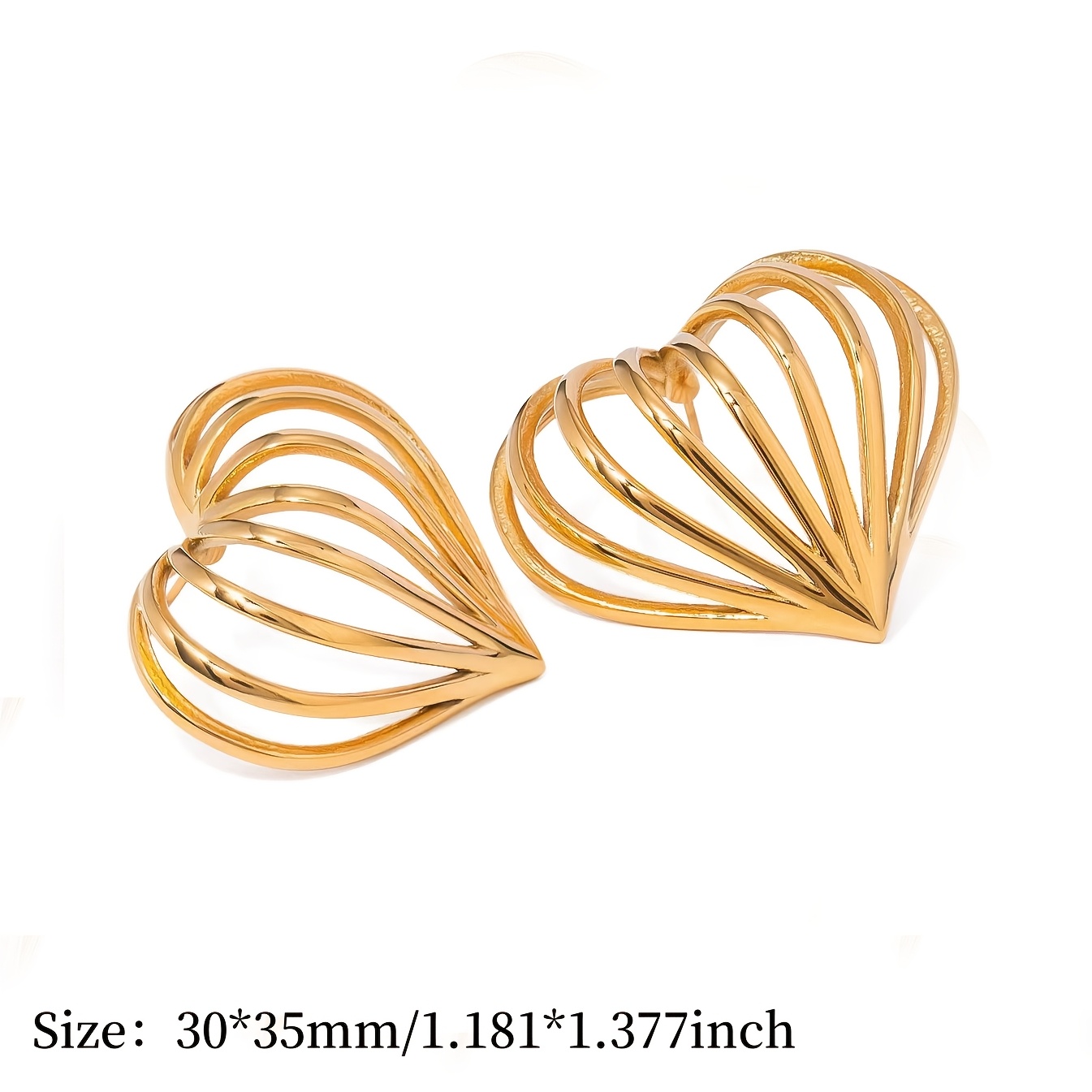 Women's Hollow Heart Stud Earrings, 3D Multi-Layer Design